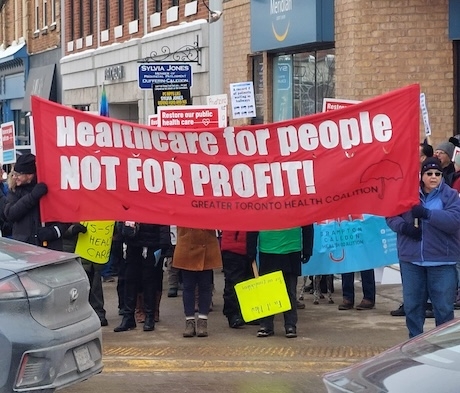 Ontario Health Coalition rally at Sylvia Jones' office